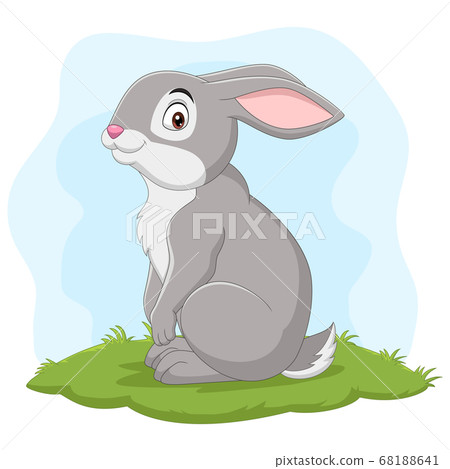 Cartoon happy rabbit in the grass Cartoon happy rabbit in the grass 68188641