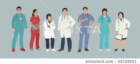 Asian Medics. Chinese Medical Characters. Doctors and nurses round portraits, team of doctors concept, medical office or laboratory. Modern flat vector concept digital people vector illustration Asian Medics. Chinese Medical Characters. Doctors and nurses round portraits, team of doctors concept, medical office or laboratory. Modern flat vector concept digital people vector illustration 68189081