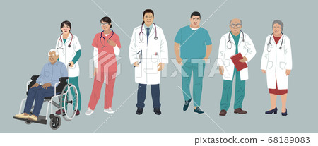 Asian Medics. Chinese Medical Characters. Doctors and nurses round portraits, team of doctors concept, medical office or laboratory. Modern flat vector concept digital people vector illustration Asian Medics. Chinese Medical Characters. Doctors and nurses round portraits, team of doctors concept, medical office or laboratory. Modern flat vector concept digital people vector illustration 68189083