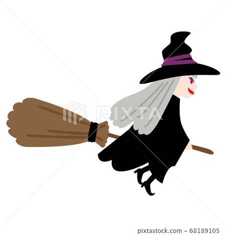 Witch flying on a broom - Stock Illustration [68189105] - PIXTA