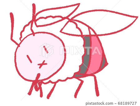 柔和的蜜蜂（紅色）翹起脖子 68189727