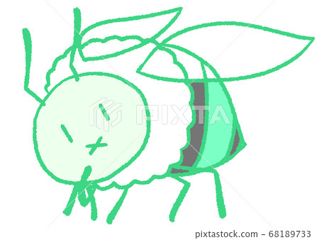 蠟筆色的蜜蜂，使脖子傾斜（綠松石色） 68189733