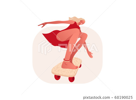 Flat style vector illustration. Cool girl skating Flat style vector illustration. Cool girl skating 68190025