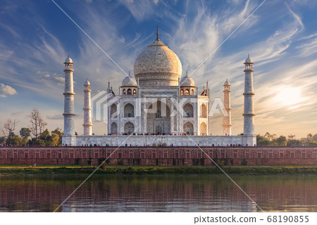 Wonderful view of Taj Mahal and the Yamuna, India, Agra Wonderful view of Taj Mahal and the Yamuna, India, Agra 68190855