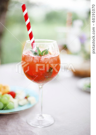 Goblet of alcohol cocktail mojito with mint and Goblet of alcohol cocktail mojito with mint and 68191070