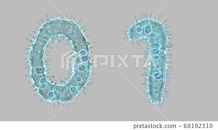 Alphabet made of virus isolated on gray background. Set of numbers 0, 1. 3d rendering. Covid font Alphabet made of virus isolated on gray background. Set of numbers 0, 1. 3d rendering. Covid font 68192310