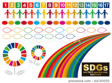 SDG的CMYK指定顏色(帶有色板)圖標集2 SDG的CMYK指定顏色(帶有色板)圖標集2 68193050