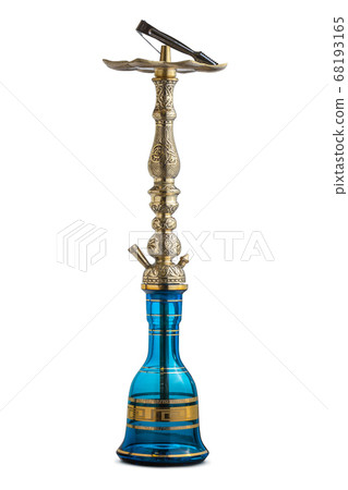 Isolated handcrafted engraved water pipe or hookah. Isolated handcrafted engraved water pipe or hookah. 68193165