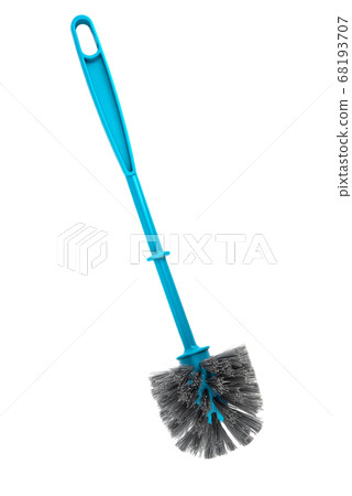 Top view. Toilet brush plastic blue with bristles. 68193707