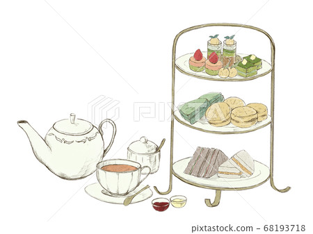 Hand drawn tea and matcha afternoon tea 68193718