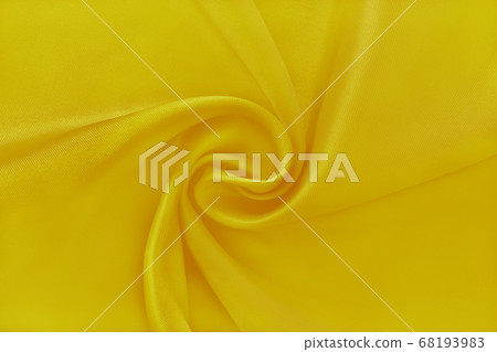 Golden yellow fabric cloth texture for background and design art work, beautiful crumpled pattern of silk or linen. 68193983