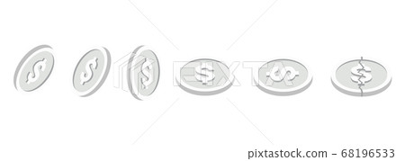 Silver coins set. Isometric silver dollar coins Silver coins set. Isometric silver dollar coins 68196533