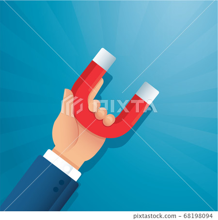 hand holding a magnet. concept of attracting investments vector illustration hand holding a magnet. concept of attracting investments vector illustration 68198094