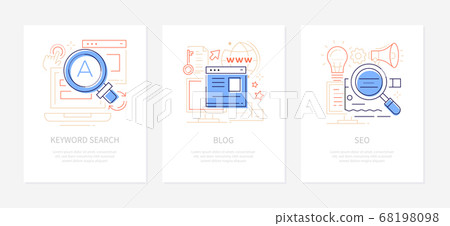 Content management - line design style banners set Content management - line design style banners set 68198098