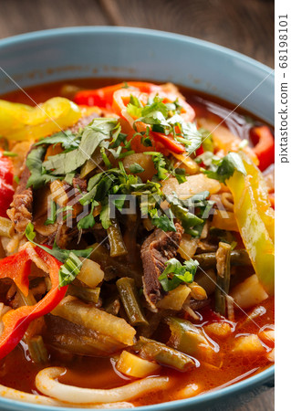 Asian uyghur cuisine dish suiru lagman noodles 68198101
