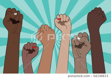 Fists raised up banner Fists raised up banner 68198615