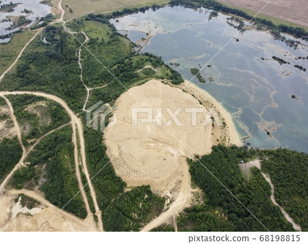 Old flooded sand pit aerial photo 68198815