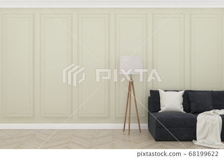 cream wall with wood floor ,3d render 68199622