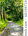 Paths and benches in the park, benches for relaxing in the summer. 68199719