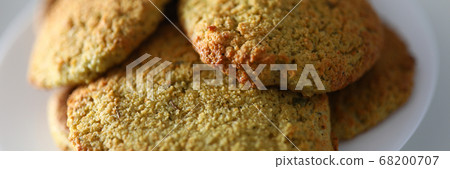 On table is plate and natural homemade cookies 68200707