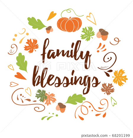 Hand drawn thanksgiving card with pumpkin maple - Stock Illustration ...