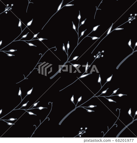 Hand Drawn Seamless Background With Floral... - Stock Illustration ...