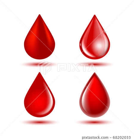 Red shiny drops of blood isolated on white background. 68202033