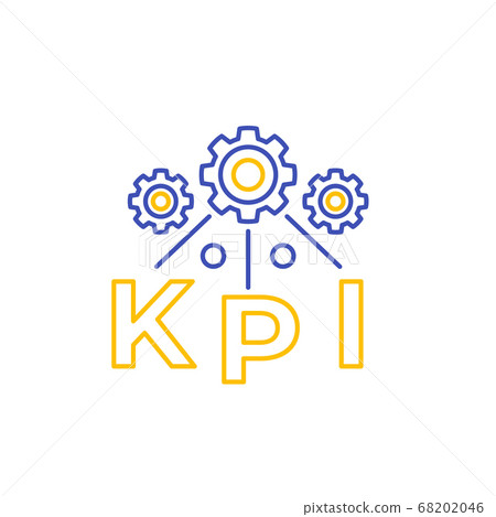 KPI vector line icon isolated on white KPI vector line icon isolated on white 68202046