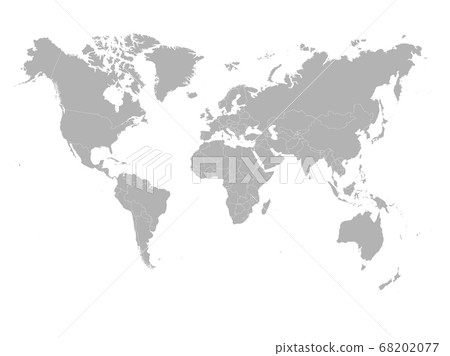 Grey World map on white background. High detail blank political. Vector illustration Grey World map on white background. High detail blank political. Vector illustration 68202077