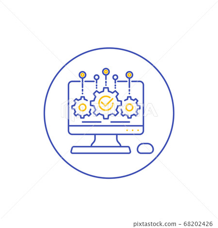 software development and integration icon, line software development and integration icon, line 68202426