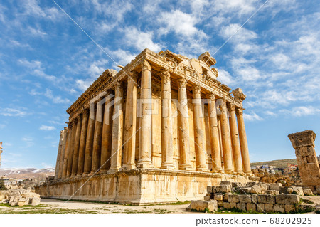 Ancient Roman temple of Bacchus with surrounding Ancient Roman temple of Bacchus with surrounding 68202925