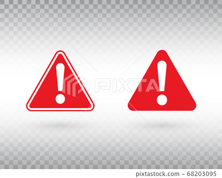 Warning symbol set. Exclamation mark in red 68203095