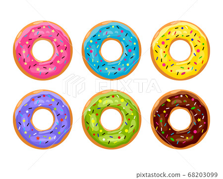 Donuts set isolated on white background in - Stock Illustration ...