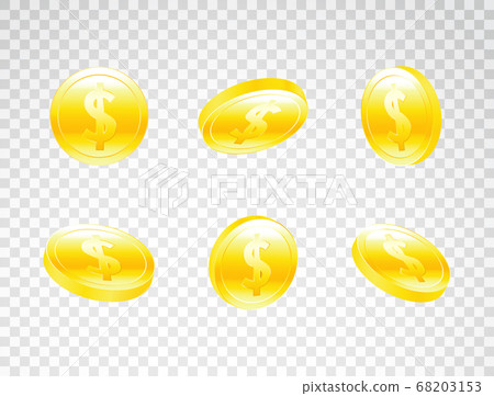 Realistic gold coins set on white background. 3d - Stock Illustration ...