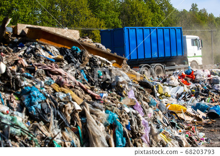 Pollution concept garbage pile in trash, waste dump or a landfill, waste from household, global warning 68203793