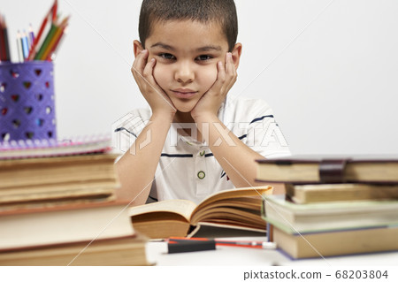 Back to school after covid-19. Tired of homework Back to school after covid-19. Tired of homework 68203804