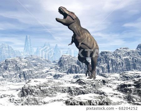 Tyrannosaurus in the snow - 3D render Tyrannosaurus in the snow - 3D render 68204252