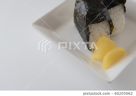Handmade rice balls white background 68205662
