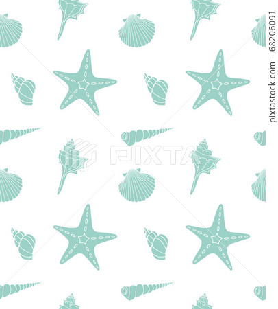 Vector seamless pattern of shell and sea star Vector seamless pattern of shell and sea star 68206091