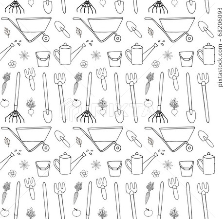 Vector seamless pattern of gardening equipment 68206093