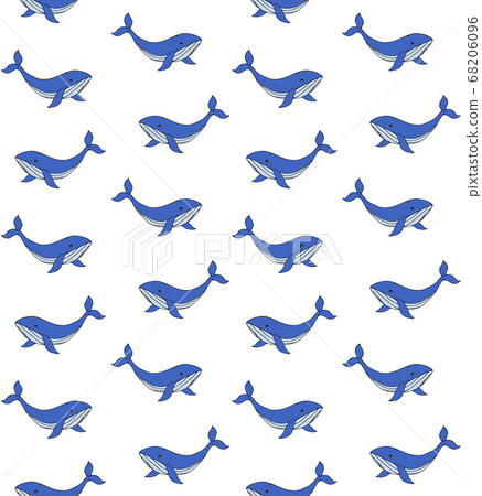 Vector seamless pattern of doodle sketch whale Vector seamless pattern of doodle sketch whale 68206096