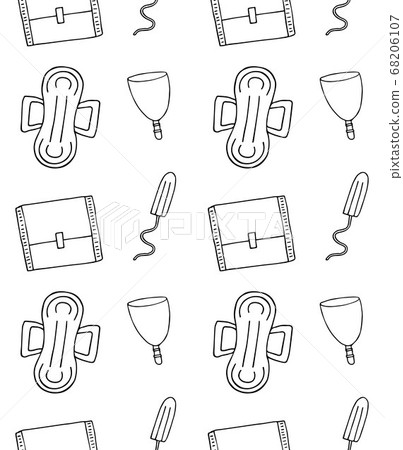 Vector pattern of menstrual tampon and cup 68206107