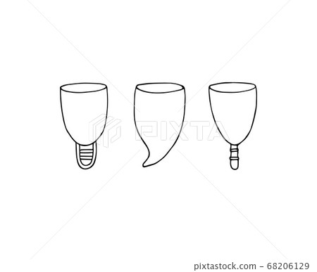 Vector set of hand drawn doodle menstrual cup 68206129