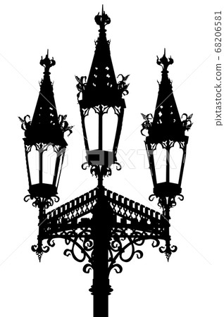 gothic street lamp silhouette vector on white isolated background 68206581