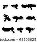 kids water guns vector silhouettes on white isolated background 68206625