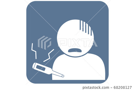 Icon illustration of a person who has a fever and is sick 68208127