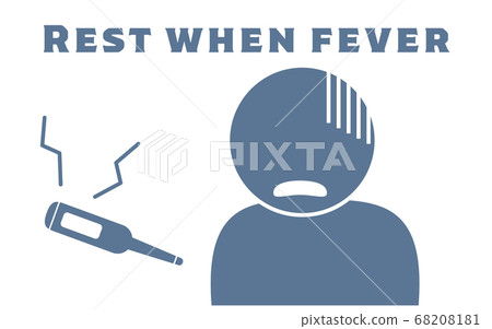 Icon illustration of a person who has a fever and is sick 68208181
