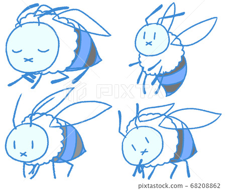 4 pastel bees (blue) 68208862