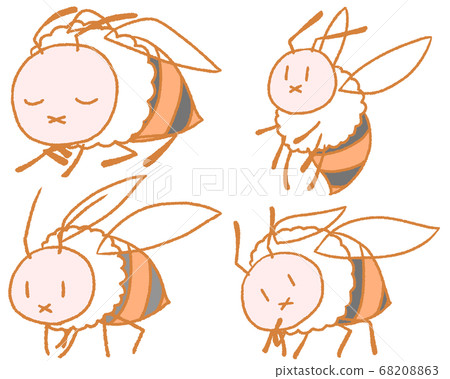 4 pastel colored bees (orange) 68208863
