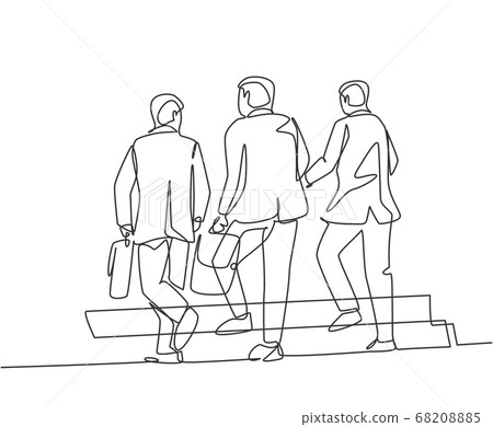 One single line drawing of young male... - Stock Illustration [68208885 ...